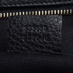 Pre Owned حقيبة يد شوبر غوتشي جلد سوداء كبيرة بيد بامبو