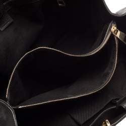 Pre Owned حقيبة يد شوبر غوتشي جلد سوداء كبيرة بيد بامبو