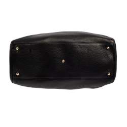 Pre Owned حقيبة يد شوبر غوتشي جلد سوداء كبيرة بيد بامبو