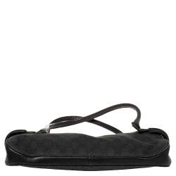 Pre Owned حقيبة غوتشي باغويت جلد و كانفاس جي جي أسود 