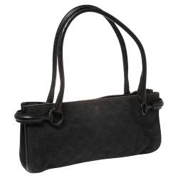 Pre Owned حقيبة غوتشي باغويت جلد و كانفاس جي جي أسود 