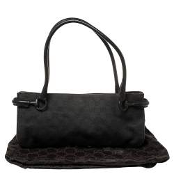 Pre Owned حقيبة غوتشي باغويت جلد و كانفاس جي جي أسود 