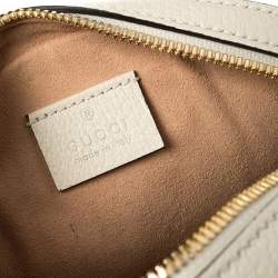 Pre Owned Gucci White Leather Mini Ophidia Round Shoulder Bag   
