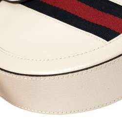 Pre Owned Gucci White Leather Mini Ophidia Round Shoulder Bag   
