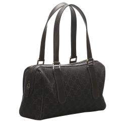 Pre Owned Gucci Black Canvas Shoulder Bag