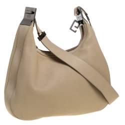 Pre Owned Gucci Cream White Leather Vintage Hobo