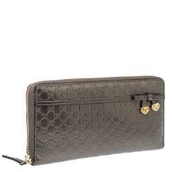 Gucci Grey Microguccissima Patent Leather Nice Candy Shine Zip Around Wallet