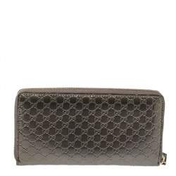 Gucci Grey Microguccissima Patent Leather Nice Candy Shine Zip Around Wallet
