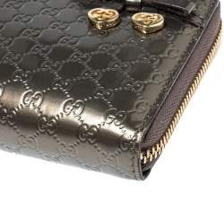 Gucci Grey Microguccissima Patent Leather Nice Candy Shine Zip Around Wallet