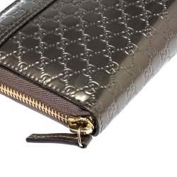Gucci Grey Microguccissima Patent Leather Nice Candy Shine Zip Around Wallet