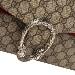Pre Owned حقيبة كتف غوتشى دينسيوس مينى سويدى وكانفاس سوبريم جى جى حمراء / بيج 
