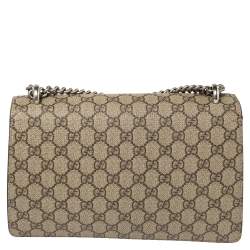 Pre Owned حقيبة كتف غوتشى دينسيوس مينى سويدى وكانفاس سوبريم جى جى حمراء / بيج 