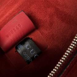 Pre Owned حقيبة كتف غوتشى دينسيوس مينى سويدى وكانفاس سوبريم جى جى حمراء / بيج 