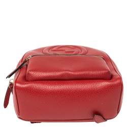 Pre Owned Gucci Red Leather Soho Chain Backpack