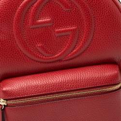 Pre Owned Gucci Red Leather Soho Chain Backpack