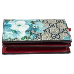 مملوكة مسبقًا حافظة بطاقات غوتشي بلومز كانفاس سوبريم GG وردية/ بيج