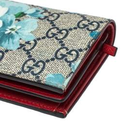 مملوكة مسبقًا حافظة بطاقات غوتشي بلومز كانفاس سوبريم GG وردية/ بيج