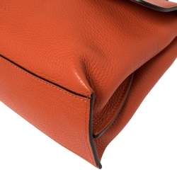 Pre Owned Gucci Orange Leather Medium Bamboo Daily Top Handle Bag