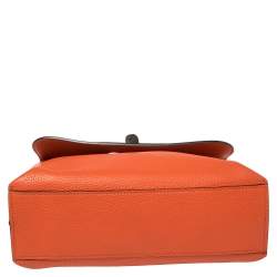 Pre Owned Gucci Orange Leather Medium Bamboo Daily Top Handle Bag