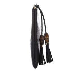 مملوكة مسبقًا Gucci Black Leather Bamboo Clutch Bag