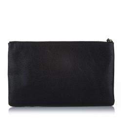 مملوكة مسبقًا Gucci Black Leather Bamboo Clutch Bag