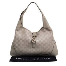 Pre Owned حقيبة غوتشي جاكي O جلد غوتشيسيما بيج