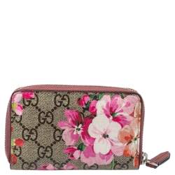 Pre Owned Gucci Multicolor GG Supreme Blooms Canvas Card Case