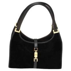 Pre Owned Gucci Black Leather and Suede Bardot Hobo