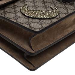 مملوكة مسبقًا حقيبة كتف غوتشي ديونيسوس متوسطة مزخرفة كريستال سويدي و كانفاس جي جي سوبريم بيج