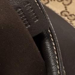 مملوكة مسبقًا حقيبة غوتشي حلقة D جلد وكانفاس GG بنية