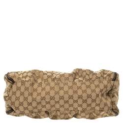 مملوكة مسبقًا حقيبة غوتشي حلقة D جلد وكانفاس GG بنية