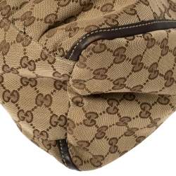 مملوكة مسبقًا حقيبة غوتشي حلقة D جلد وكانفاس GG بنية