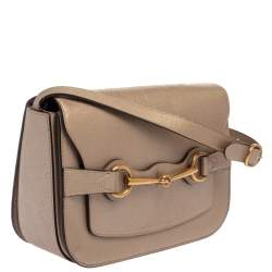 Pre Owned حقيبة كتف غوتشي بريت بيت جلد ذهبي فاتح قلاب