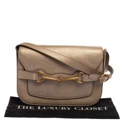 Pre Owned حقيبة كتف غوتشي بريت بيت جلد ذهبي فاتح قلاب