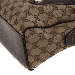 Pre Owned Gucci Beige/Brown GG Canvas and Leather Charmy Boston Bag