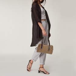 Pre Owned Gucci Beige/Brown GG Canvas and Leather Charmy Boston Bag