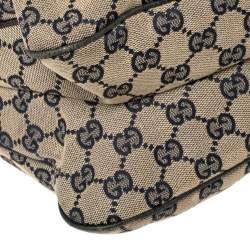 Pre Owned Gucci Beige/Navy GG Canvas Medium Pop Hobo