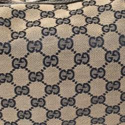 Pre Owned Gucci Beige/Navy GG Canvas Medium Pop Hobo