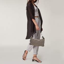 Pre Owned Gucci Beige/Navy GG Canvas Medium Pop Hobo