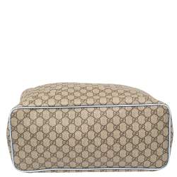 Pre Owned Gucci Beige/Blue GG Supreme Canvas and Leather Diaper Bag