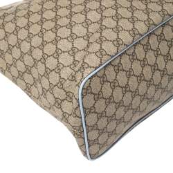 Pre Owned Gucci Beige/Blue GG Supreme Canvas and Leather Diaper Bag