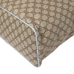 Pre Owned Gucci Beige/Blue GG Supreme Canvas and Leather Diaper Bag