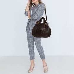 Pre Owned حقيبة غوتشي هيستريا جلد غوتشيسيما بني كبيرة