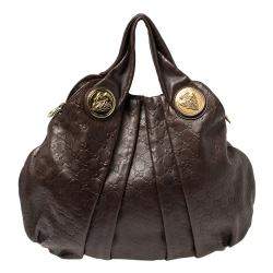 Pre Owned حقيبة غوتشي هيستريا جلد غوتشيسيما بني كبيرة