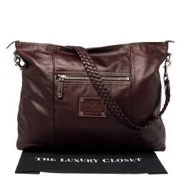 مملوكة مسبقًا Gucci Dark Burgundy Leather Braided Strap Shoulder Bag