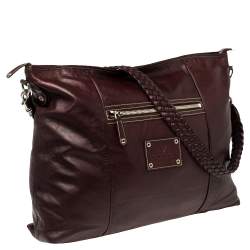 مملوكة مسبقًا Gucci Dark Burgundy Leather Braided Strap Shoulder Bag