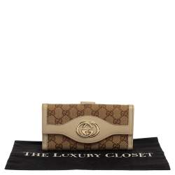 Pre Owned محفظة كونتيننتال غوتشى سوكى جلد و كانفاس جى جى بيج