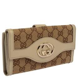 Pre Owned محفظة كونتيننتال غوتشى سوكى جلد و كانفاس جى جى بيج