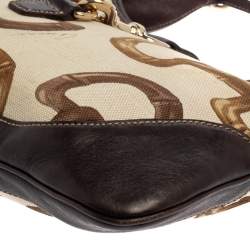 مملوكة مسبقًا Gucci Brown/Cream Horsebit Print Canvas and Leather Jackie O Hobo