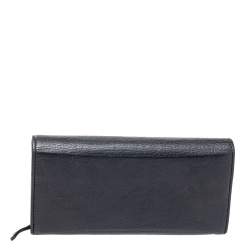 Pre Owned Gucci Black Leather Flap 1973 Continental Wallet